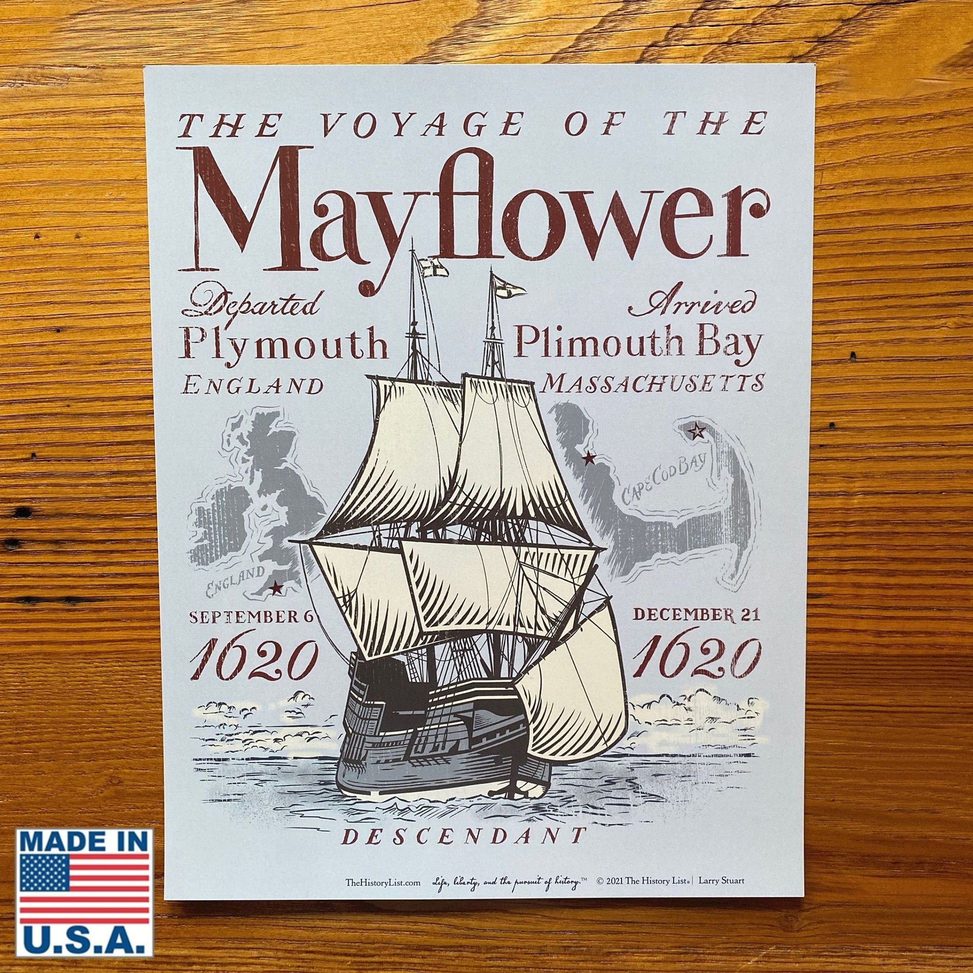 "The Voyage of the Mayflower" Sticker from the History List Store
