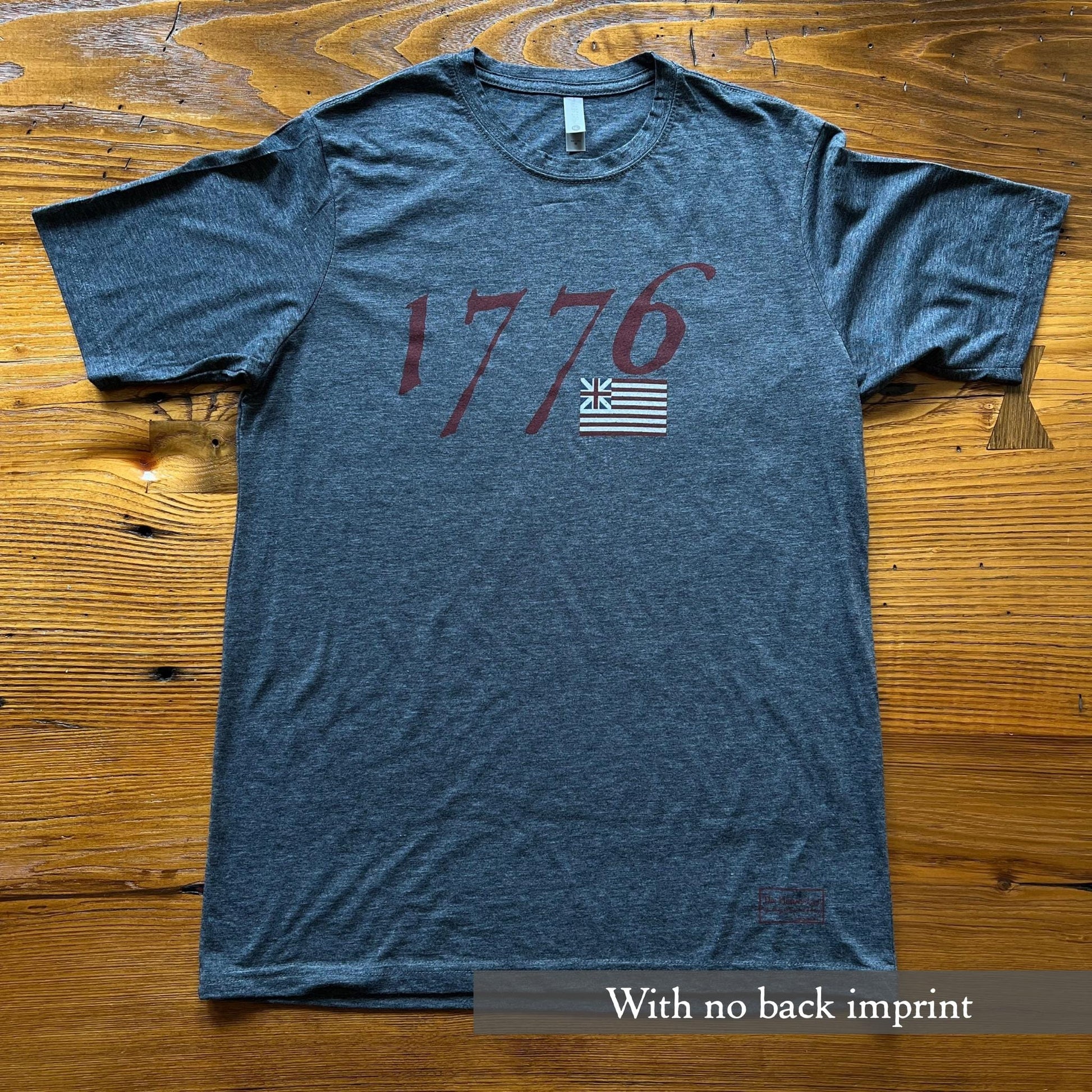 "1776 with Our Nation's First Flag" Shirt - Antique denim from The History List store with no back imprint