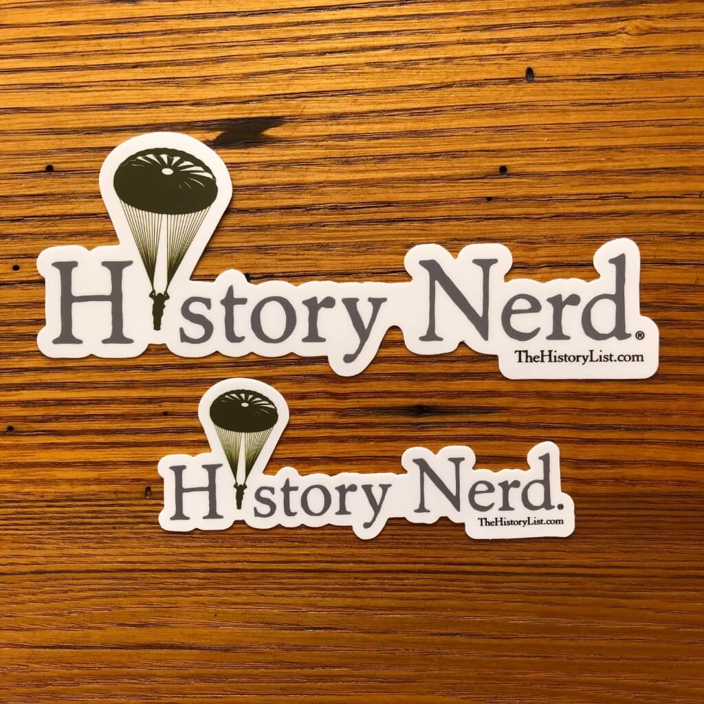 "History Nerd" Sticker with WWII Paratrooper from The History List Store
